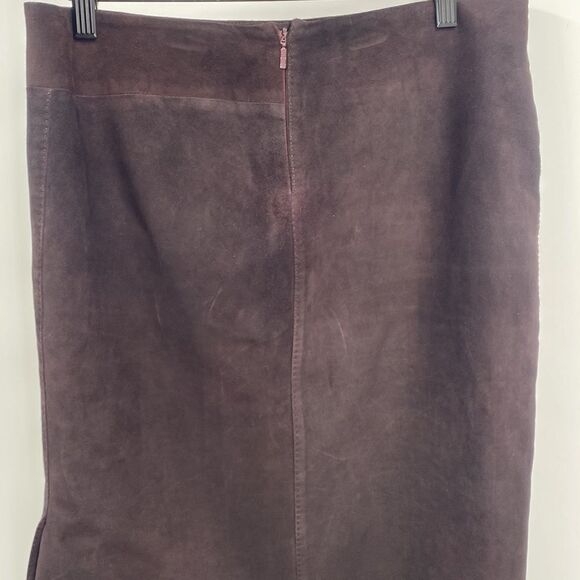 Vintage Gucci Suede Leather Knee Length Skirt Size 8 IT 44 - Picture 7 of 8